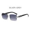 Square-shaped Leopard Head Metal Sun Glasses Wood Grain Legs cheetah Decorative Sun Glasses Colorful Retro Frameless