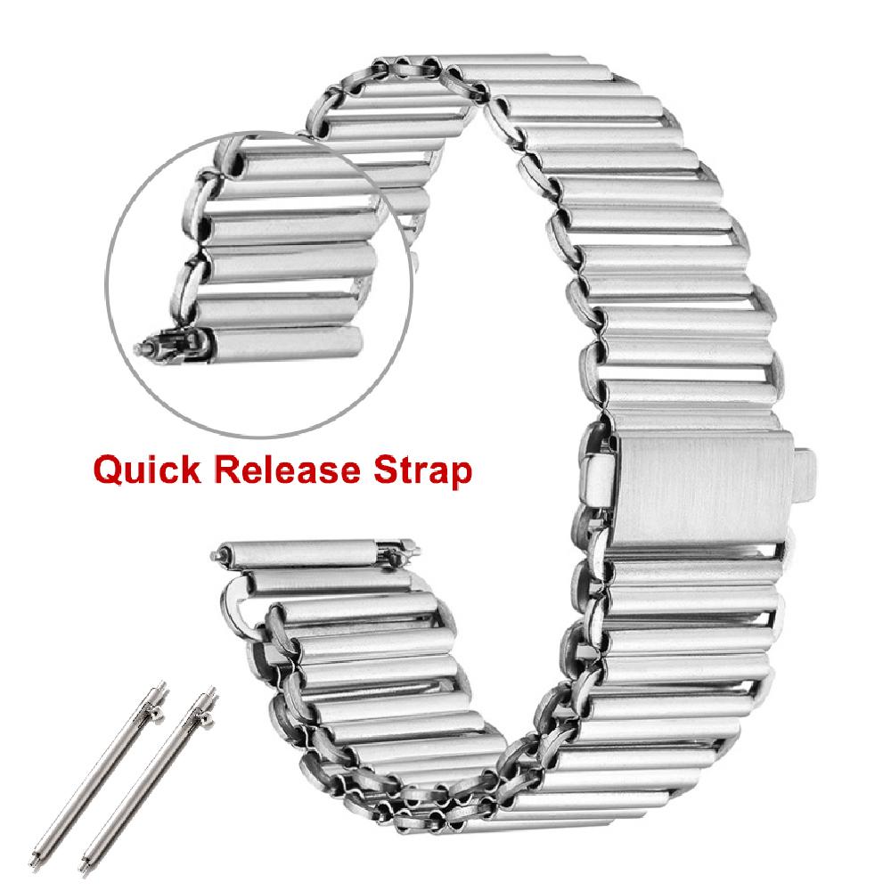 

20 мм 316L Высококачественный ремешок для часов из нержавеющей стали Браслет Bonklip Быстросъемный ремешок Винтажный ремешок Металлический универсальный ремешок 20mm серебряный