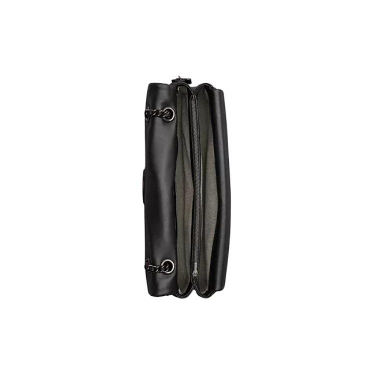 Coach Tabby 33 Trapuntata Strisce di Tigre Chiusura a Pressione Borsa a Tracolla in Pelle Napa Grande Borse da Donna Nero CP151-V5BLK