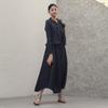 Fine Pleats Sleeveless Dress Charcoal New Ribbon