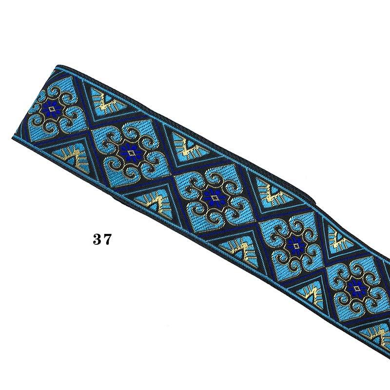 Cinta de Pasamanería Bordada Jacquard de Encaje Étnico para Adorno de Borde de Cuello de Vestimenta de Ropa Nacional Tradicional de Bricolaje de 5 cm