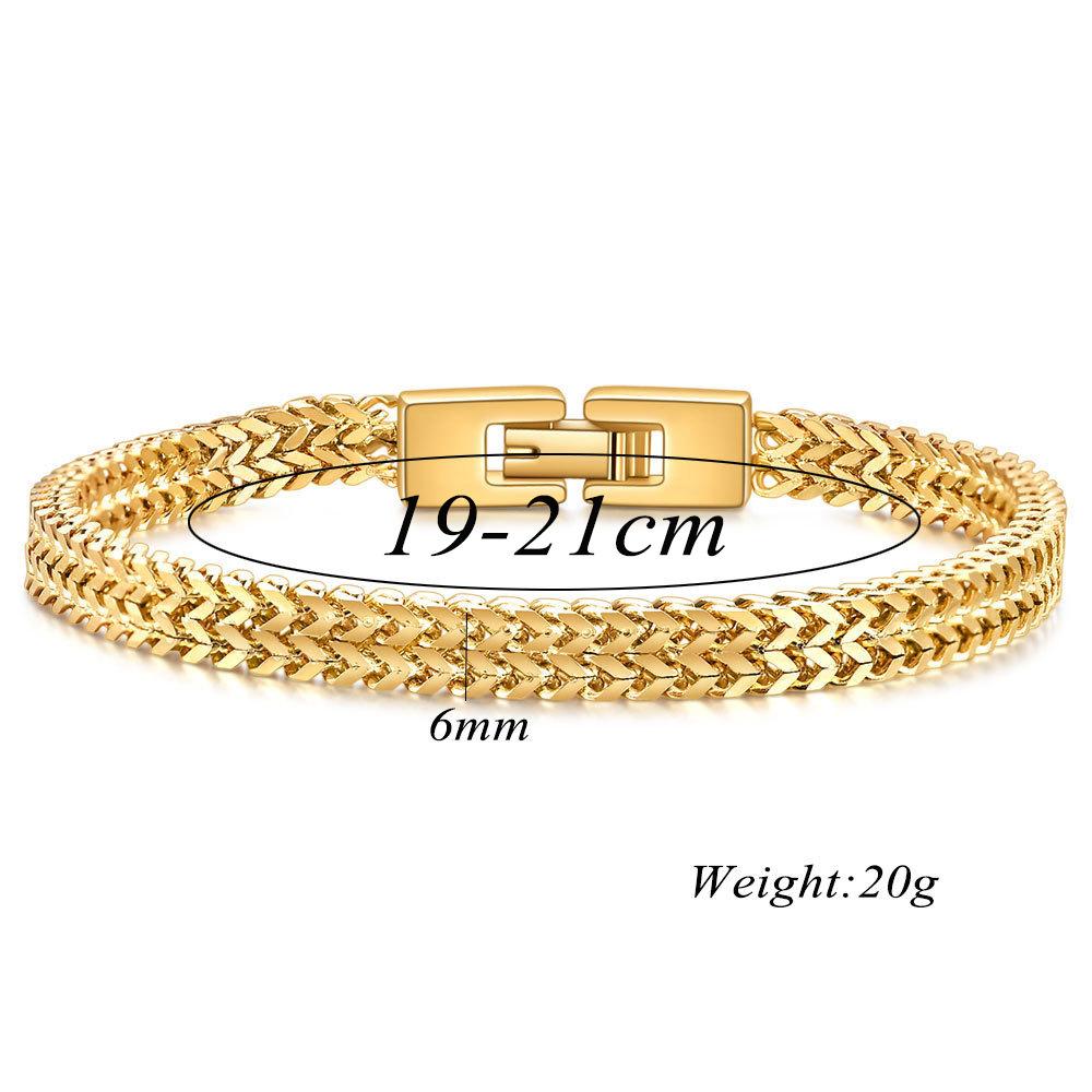 Trendy Men's Hip Hop 6mm Keel Snake Chain Bracelet Men's Fashion Personality Titanium Steel Bracelet