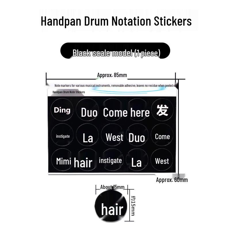 Handpan Drum Note Stickers for Beginners: Ethereal Steel Tongue Drum Fingering Guides