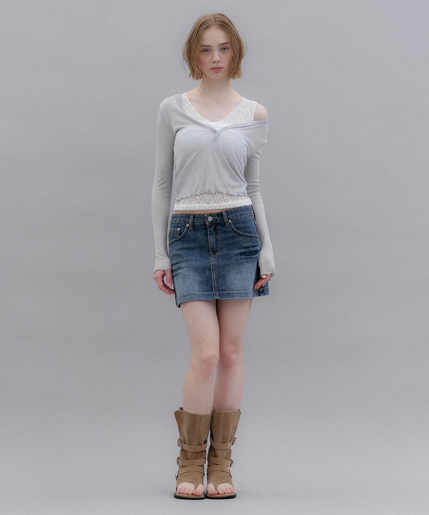 Aendeuel Deep V Long Sleeve - Grey