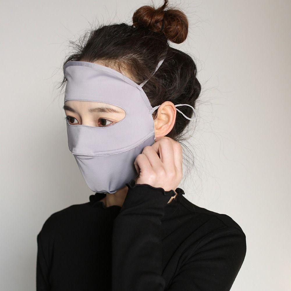 Thin Anti-UV Ice Silk Sun Protection Sunscreen Veil Womne Sun Hats Driving Face Mask Summer Sunscreen Mask Face Gini Mask