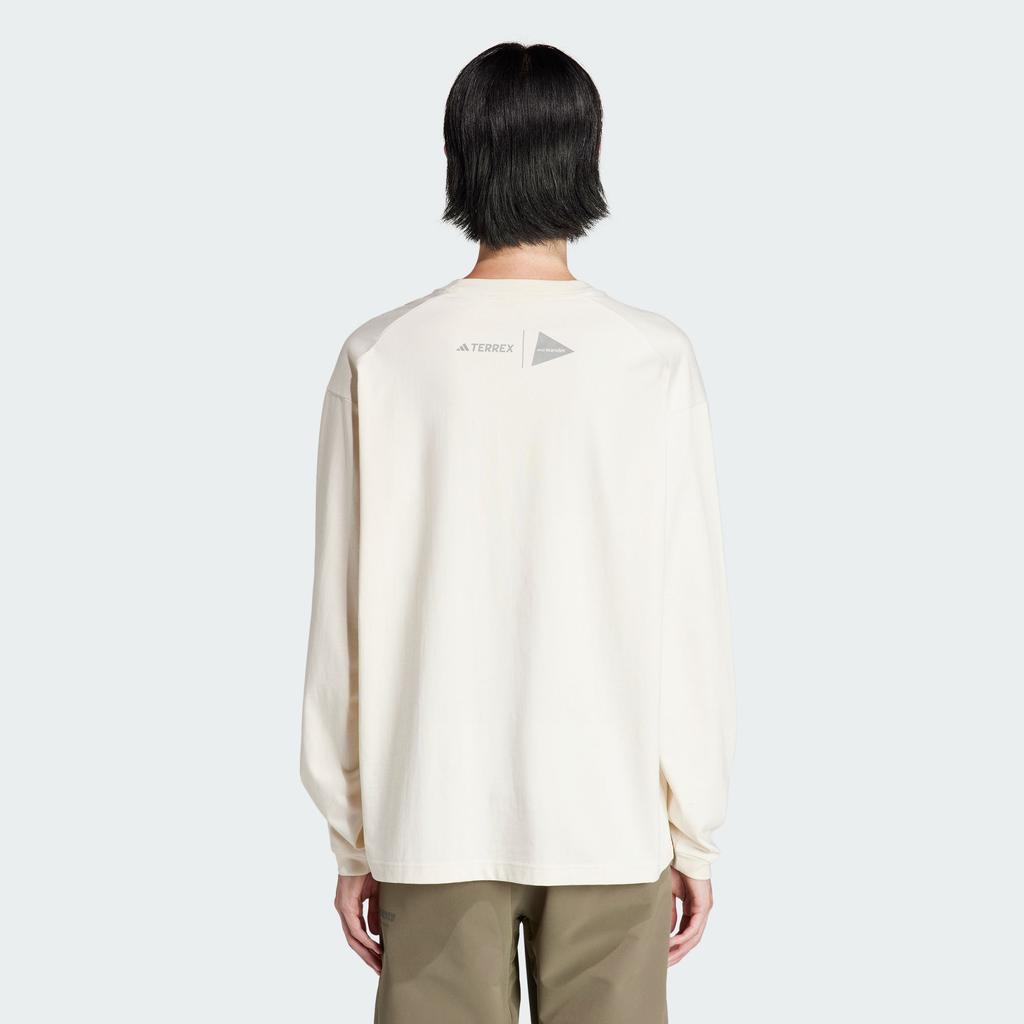 Adidas Terrex X And Wander Collaboration FW23 Pattern Printed Outdoor Sports Crew Neck Long Sleeve T-Shirt Unisex Tops White HZ0670