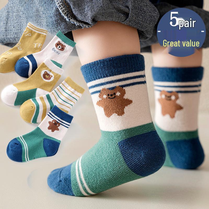 Cartoon Mid-Calf Socks for 1-3 Year Olds - Spring & Autumn Children's Socks