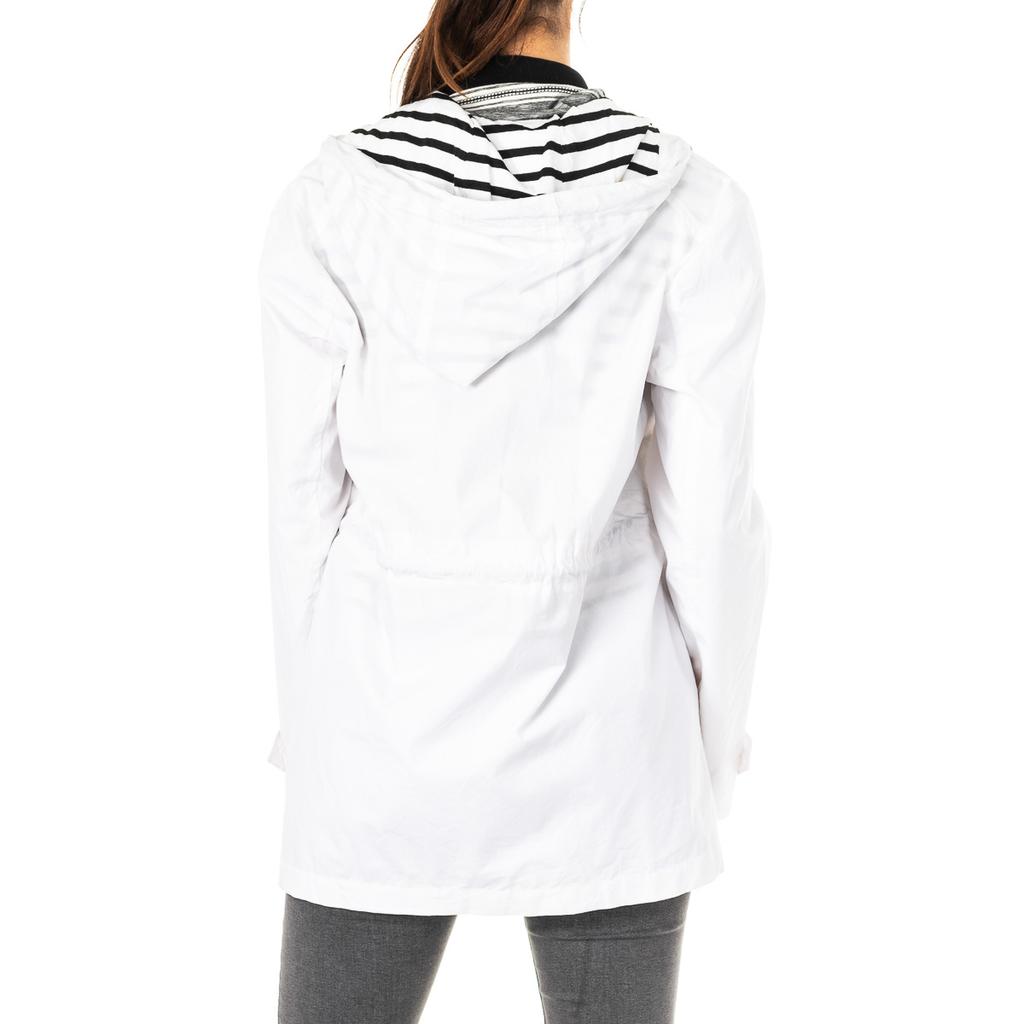 Women's Long-sleeved Jacket with Fixed Hood and Adjustable Drawstring LWO002