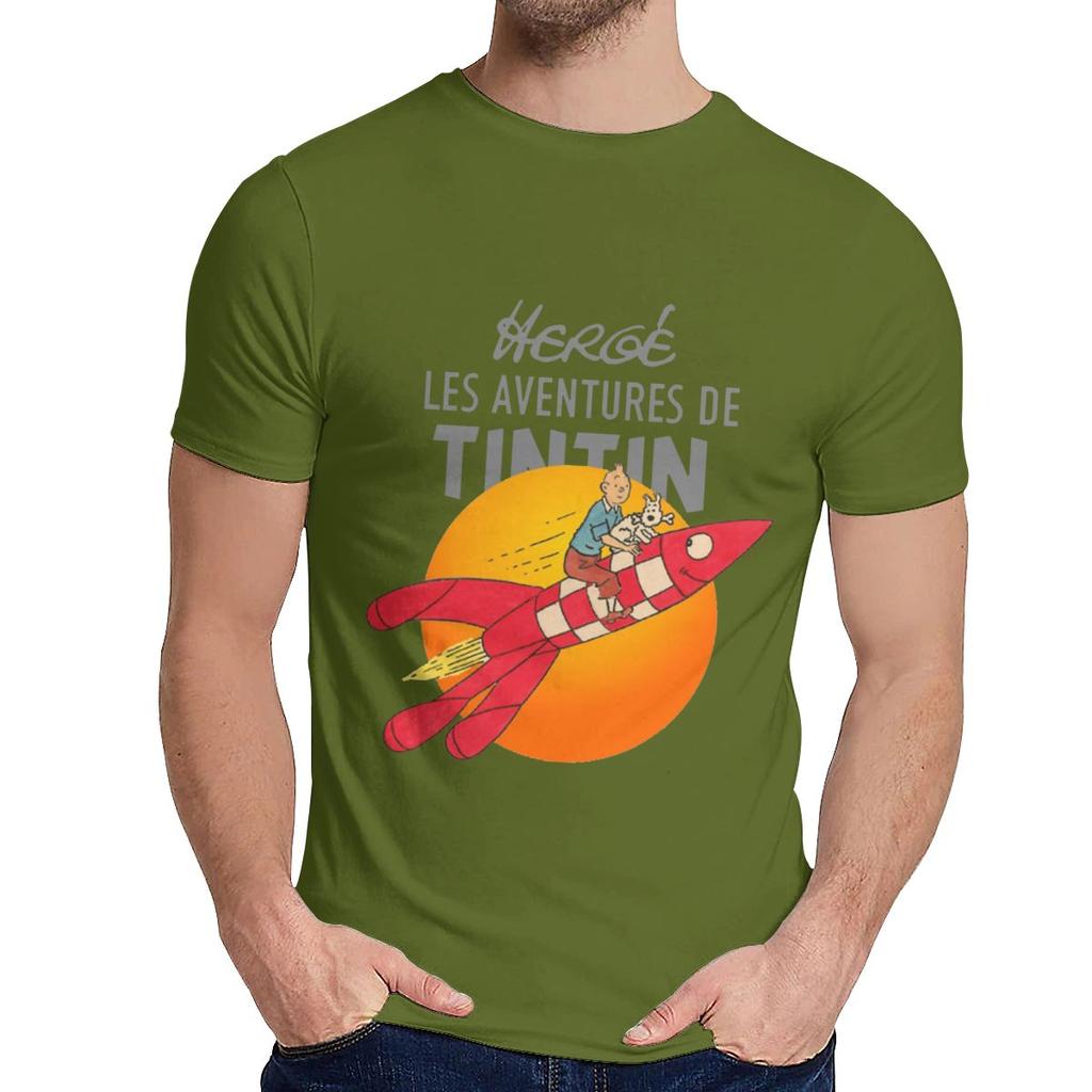 Tintin The Adventures Of Tintin Tee Crewneck Streetwear Male Organic Cotton Plus Size Camiseta