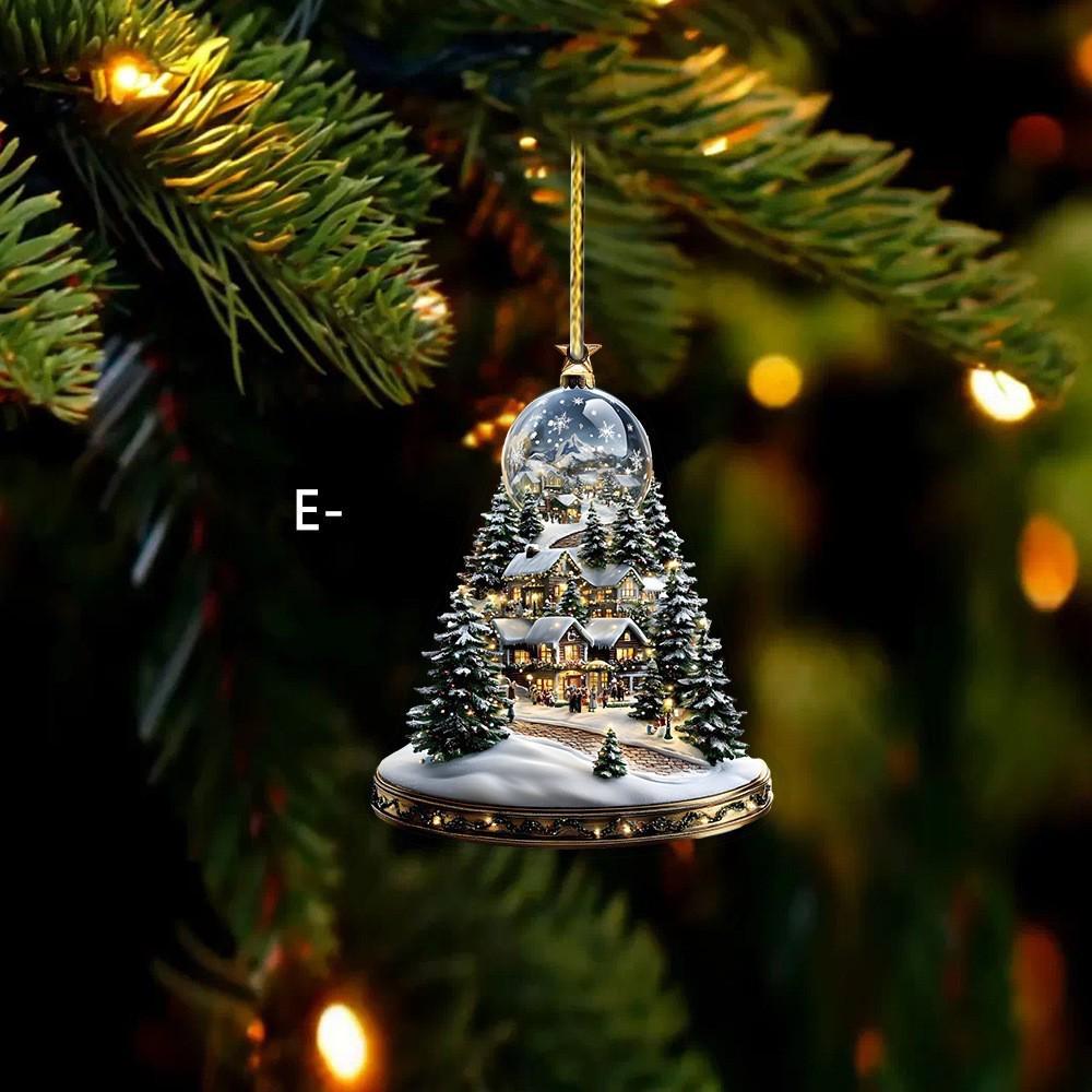 

Cross-border Christmas Atmosphere Santa Claus City Ornaments Acrylic Flat Tree Decorations 8CM