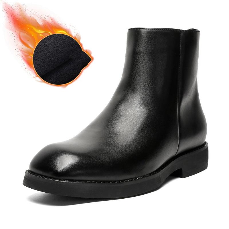 England Style Mens Fashion Chelsea Boots Black Tide Square Toe Shoes Party Prom Dress Cowboy Original Leather Boot Ankle Botas