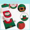 Christmas Themed Toilet Cover Set With Santa Reindeer Fabric For Decor