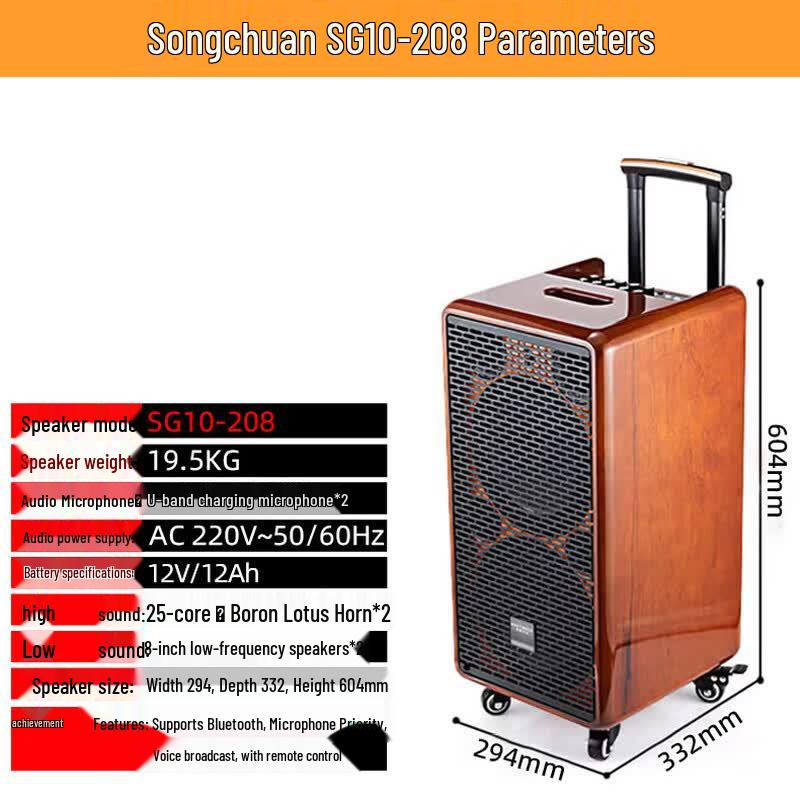 Songchuan SG10-208 Outdoor Portable KTV Speaker with Dual Microphones (CN version)