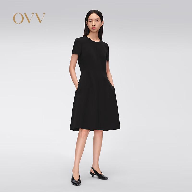 OVV Women s Classic Round Neck A-Line Commuter Dress S