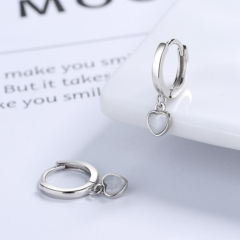 Koreanische S925 Sterling Silber Bunte Opal Herz Clip Ohrringe Für Frauen Mädchen Hochzeit Partei Schmuck Geschenk Weibliche Pendientes