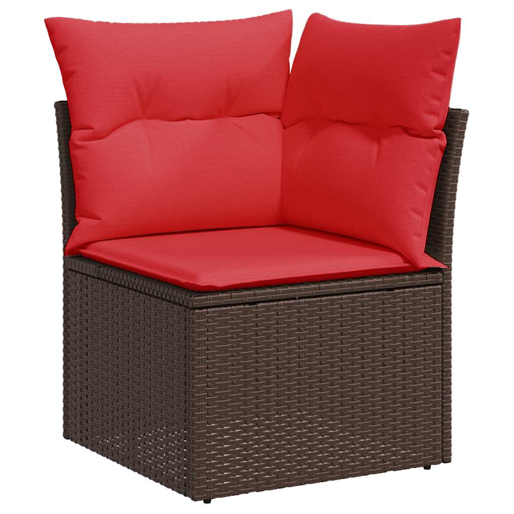 6 Piece Garden Sofa Set with Cushions Brown Poly Rattan