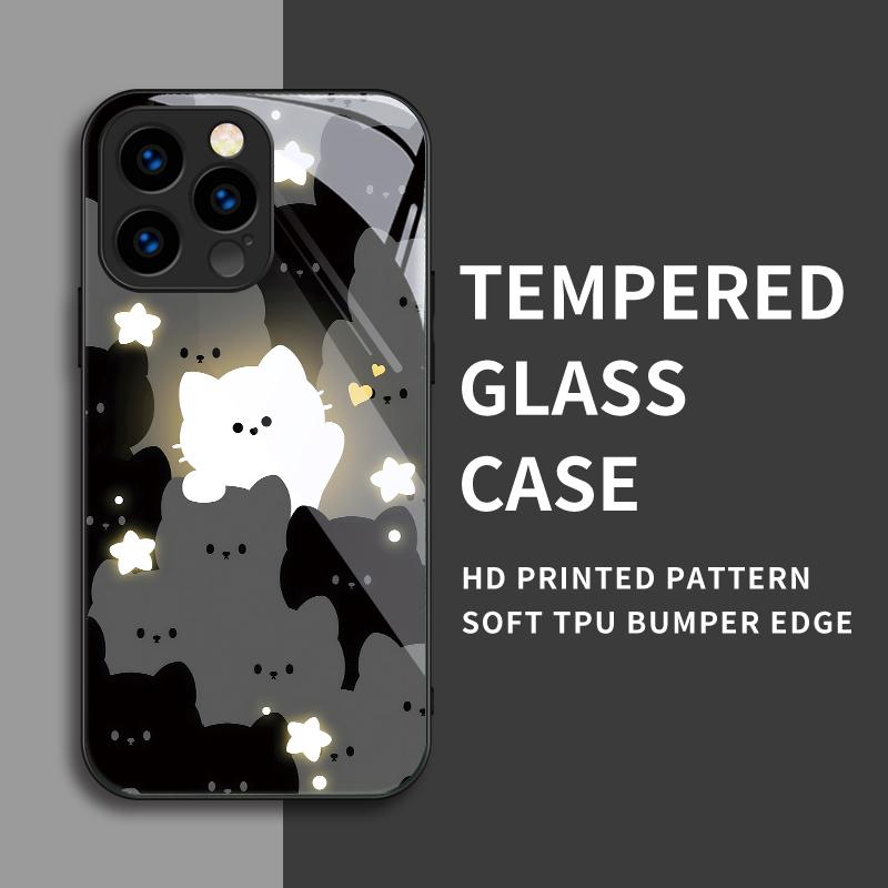 

Закаленный стеклянный корпус с милым рисунком мультяшных котов, защитный чехол, мягкий чехол из ТПУ для Xiaomi Redmi Redmi Note 12 Pro+ 5G