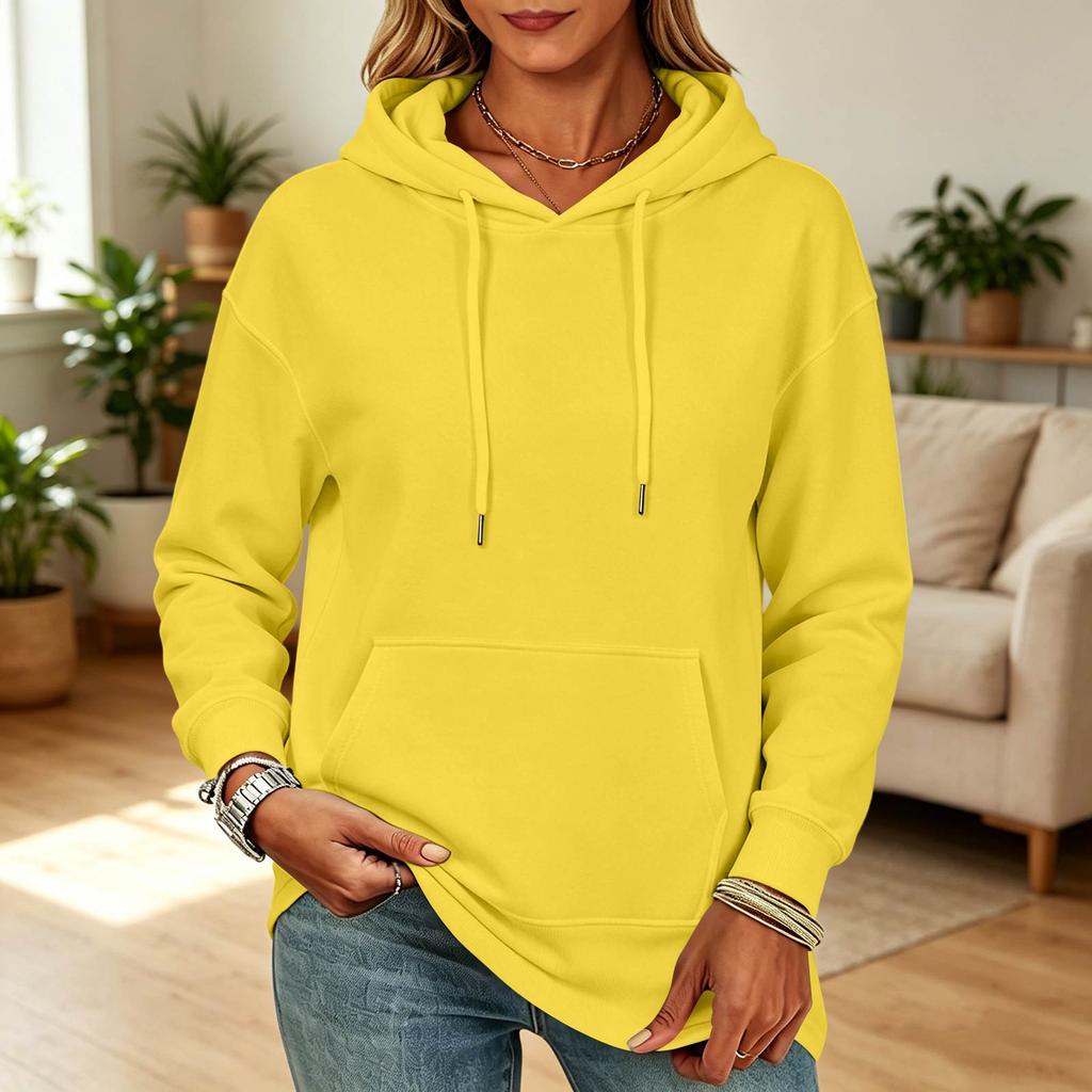 Sweat à capuche de couleur décontracté ample pour femme
