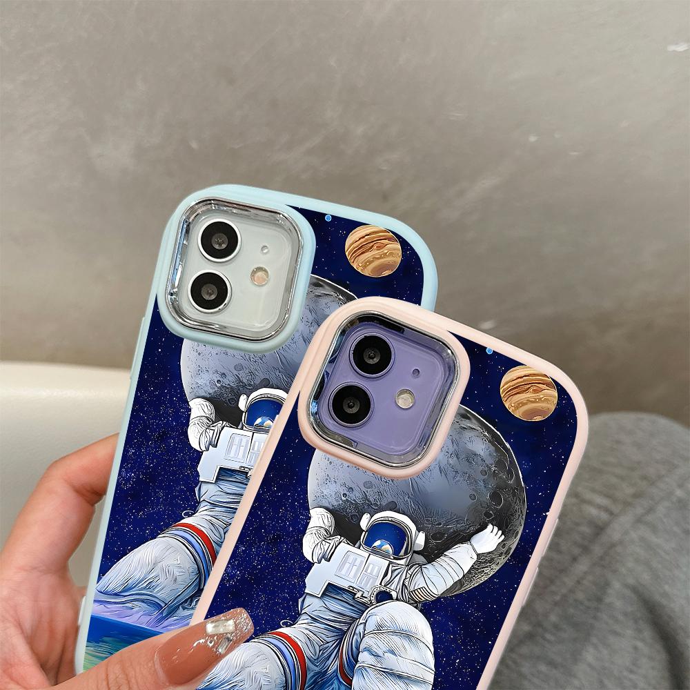 For Samsung A16 A15 A14 A13 S24 S23 Redmi 13C Note 13 12 11 Pro iPhone 16 15 Space Astronaut Design Soft Silicone Shockproof Case