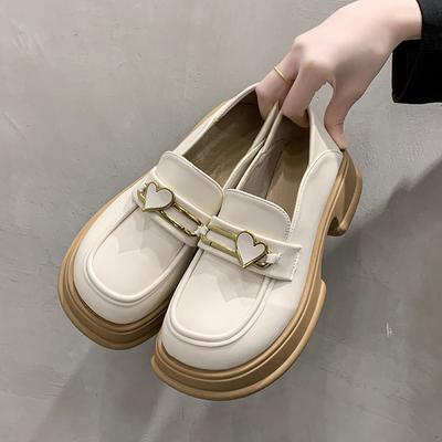 Platform Shoes Women's 2025 Spring New Versatile Single Shoes Retro Style One Pedal Platform Small Leather Shoes