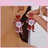 Christmas Theme Acrylic Earrings With Striped Christmas Tree Santa And Reindeer For Celebration Style