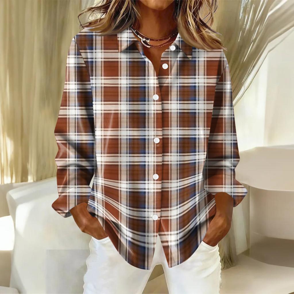 Women's Shirt Blouse Christmas Print Button Long Sleeve Casual Basic Shirt Collar Regular Top