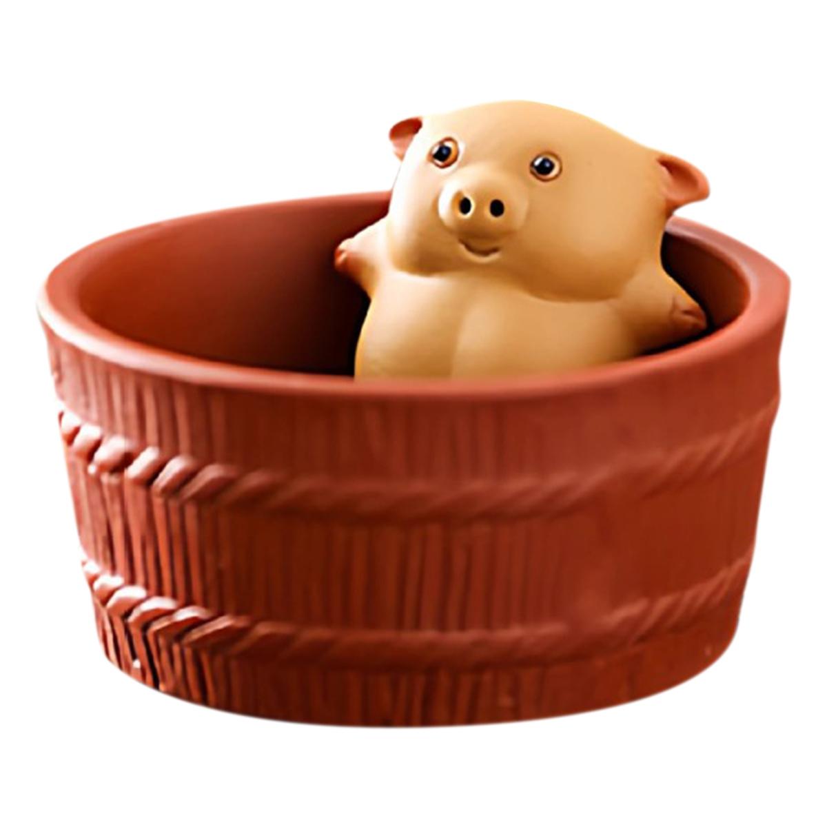 

2025+ Clay Lying Flat Pig Can Spit Can Be Raised Bathing Pig Tea Pet Handmade Tea to Play Tea Table Small Ornaments China Mainland