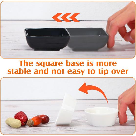 Domensi 24 Pcs Dipping Sauce Bowls, 3 Oz Soy Sauce Dishes Dip Bowls Set for Tomato BBQ Ketchup Sushi and Other Party Supply Dinner(Black)