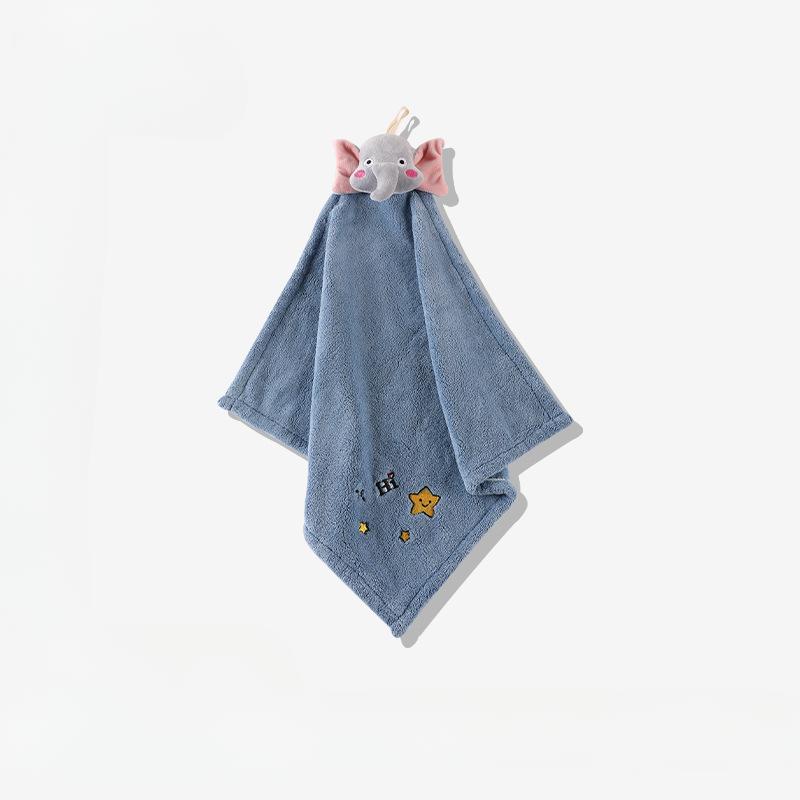 Thickened Coral Fleece Doll Hand Towel Hanging Type Absorbent Towel Cute Handkerchief Embroidery Hand Towel Square Towel