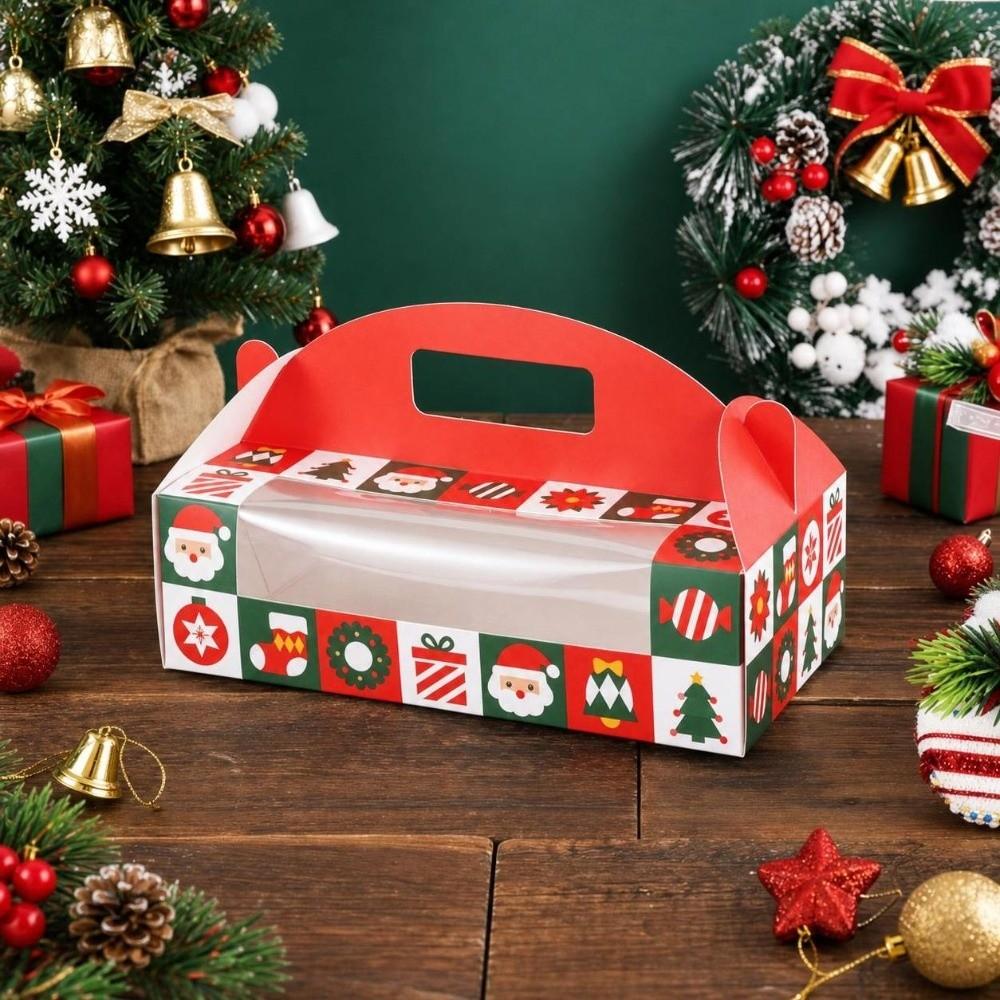 5pcs Portable Handle Christmas Gift Box Christmas Gift Wrapping Box  For Christmas Parties Gift