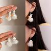 Fluffy Rabbit Drop Earrings White Plush Cute Animal Earrings For Women Girls Korean Jewelry Brincos Year Gifts
