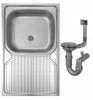 Single-bowl Steel Overlay Sink 80x50 Satin with Apollo Siphon