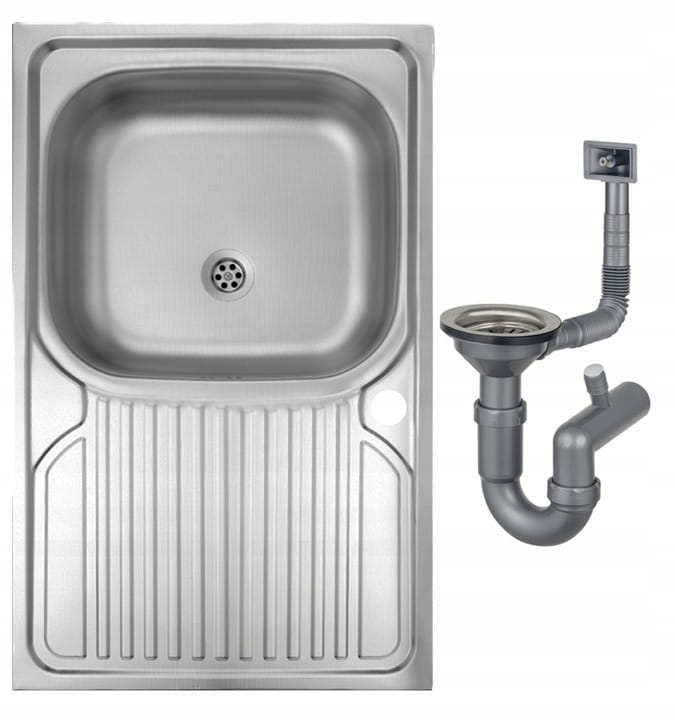 Single-bowl Steel Overlay Sink 80x50 Satin with Apollo Siphon