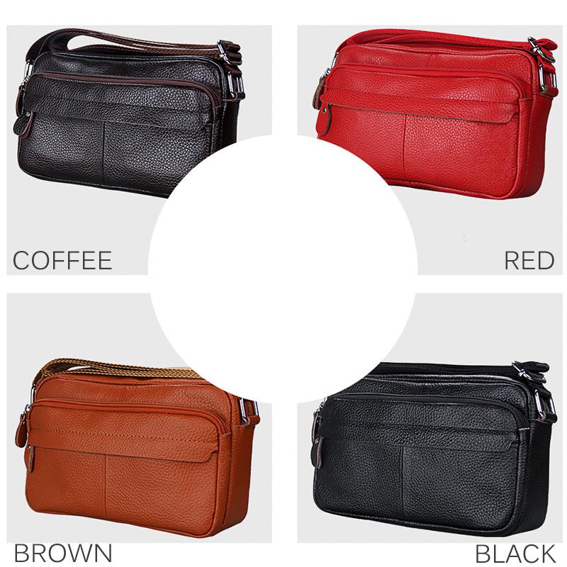 Genuine Cow Leather Women Handbags Single Shoulder Bag Zipper Messenger Bags Soft Phone Pocket High Quality Crossbody Female Bag
