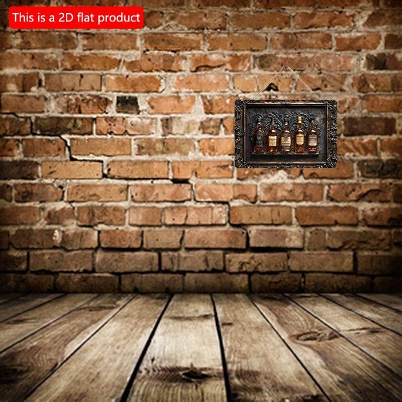 Płaski drewniany znak 2D 30*20cm Dekoracja pokoju 1szt. Drewniana grafika ścienna w stylu vintage z butelką whisky, Drewniany znak, Historyczny wystrój baru i salonu