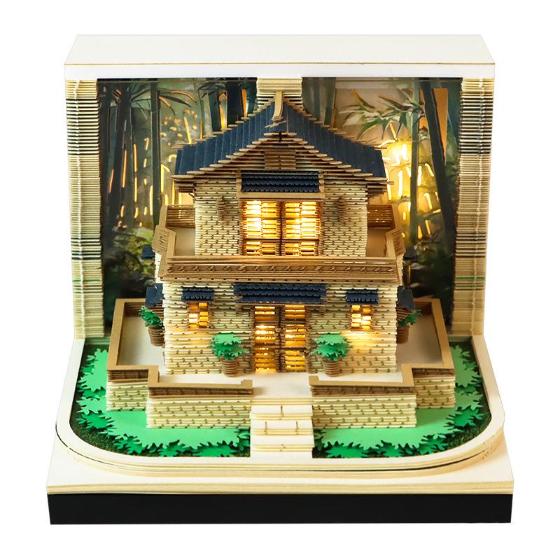 Green Bamboo 3D Paper Sculpture Calendar: Cultural Office Decor and Creative Gift