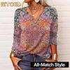 Bluse e Camicie Casual da Donna a Manica Lunga con Scollo a V