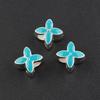 10Pcs/Lot 9.5×9.5mm Alloy Drop Oil Beads Colorful Four Petal Flower Large Hole Loose Beads For Diy Bracelet Necklace Jewelry