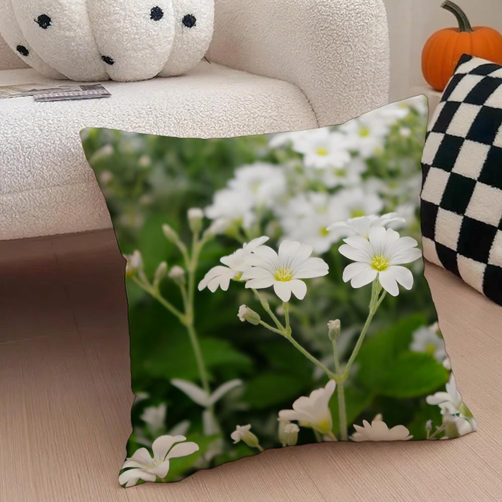 cheerful Natural Flowers in Photography Cushion Cover Throw Pillow Cover Hidden Button Durable Polyester Chair Cushion