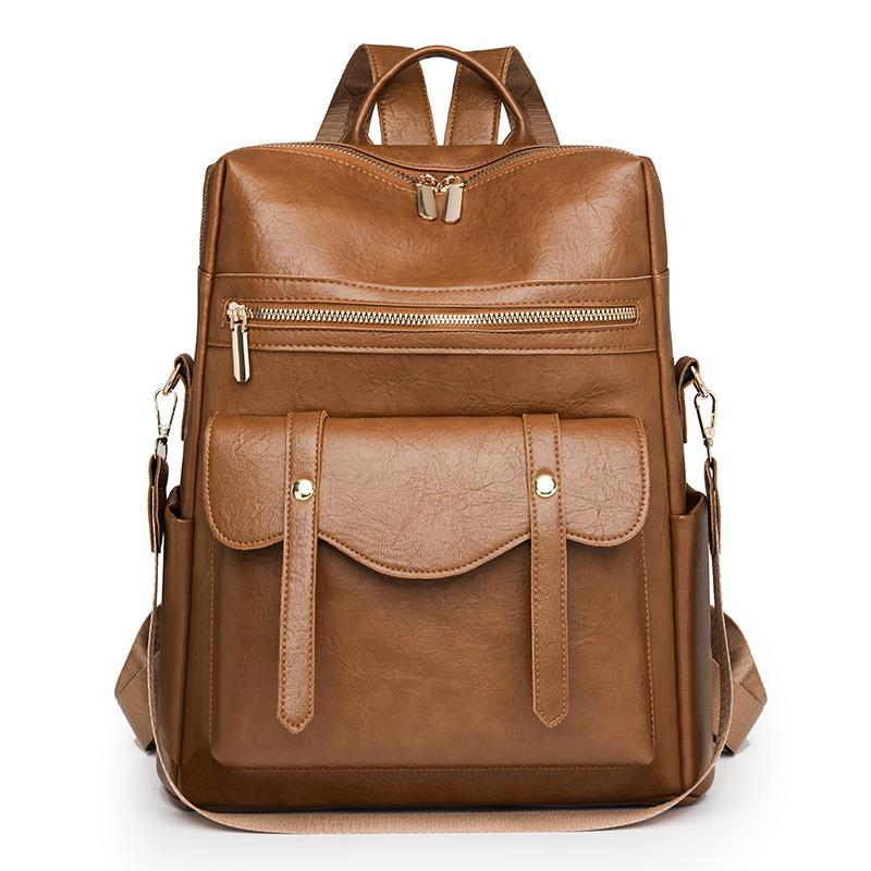 

Мягкий кожаный рюкзак для женщин, Ретро британская мода, Универсальный школьный рюкзак, Повседневный жёлтый/коричневый