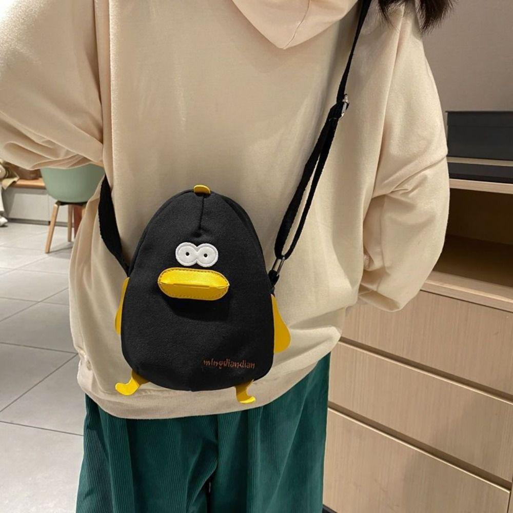 Korean Style Funny Chick Crossbody Bag Canvas Cute Handbag Creative Small Messenger Bag  Women