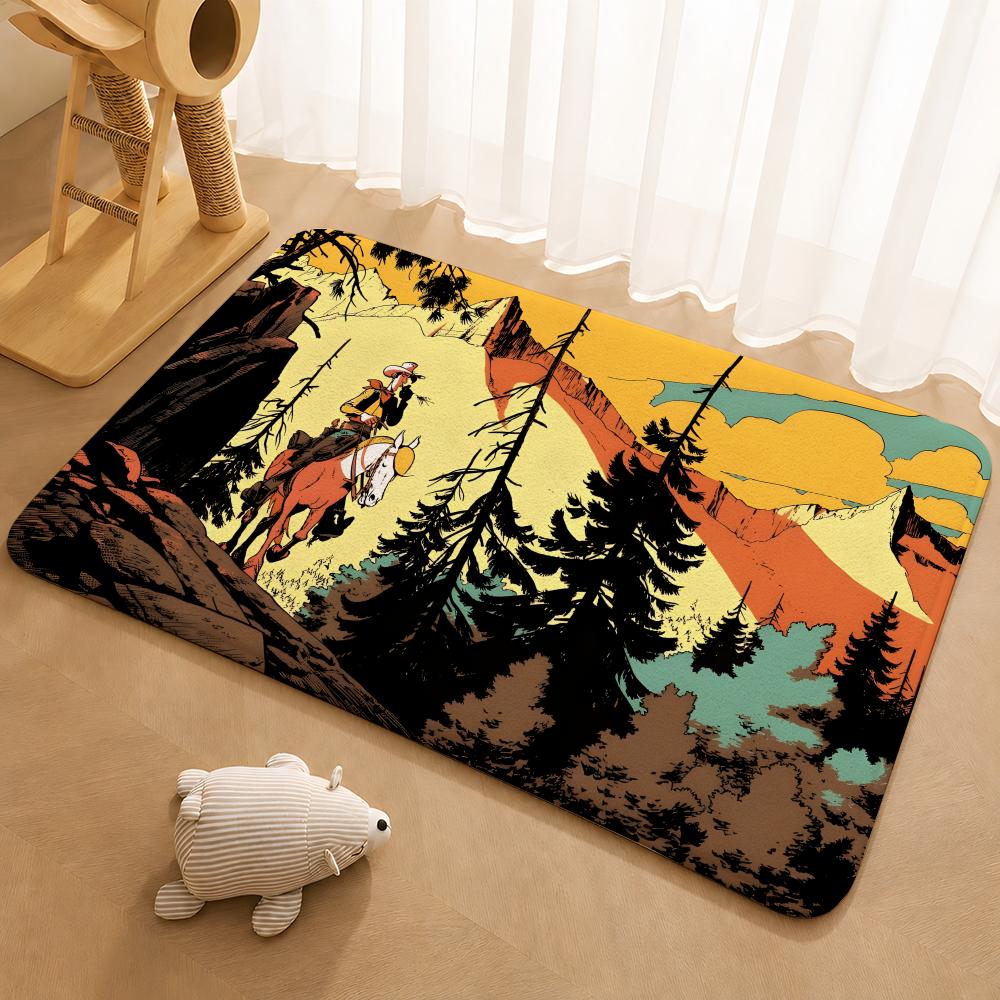 LUCKY LUKE CARTOON Floor Mat Floor Mat Soft Flannel Non-Slip Door Rug for Living Room