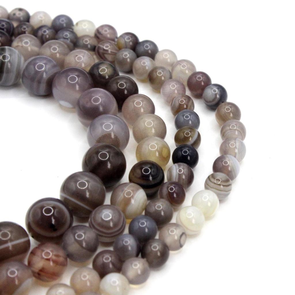 Gestreifte Chalcedon Kaffee Steinperlen: Runde Stränge für DIY Schmuck- und Armbandherstellung