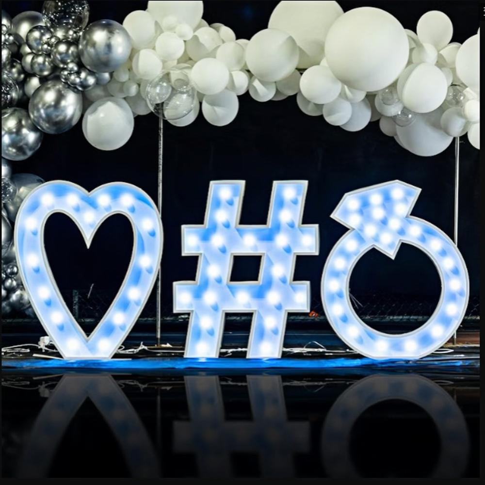 1Pc 73cm Lighting Hollow Heart Frame KT Board Party Decor for Wedding Birthday Home Party Decorating Tool