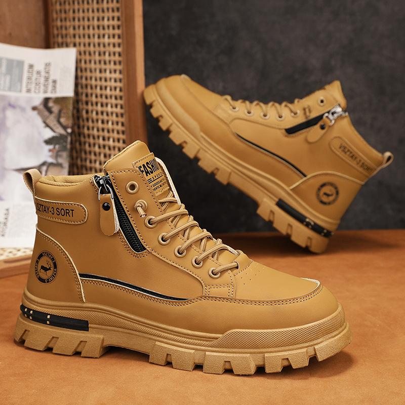 Bottes de Neige pour Homme Style Vintage - Bottes d'Hiver Mi-Mollet Décontractées avec Fermeture à Lacets, Bout Rond et Semelle en PVC Durable, Bottes d'Hiver