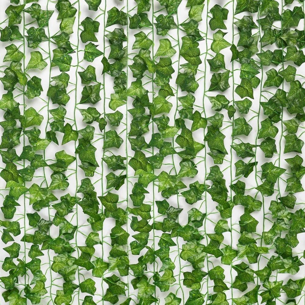 12PC Strands Umělé závěsné rostliny Lvy Leaf Vine Garland Falešné listy