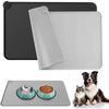 2 Dog Bowl Mats, 48x30cm Cat Bowl Mat, Non-Slip Dog Bowl Mat, Waterproof Silicone Dog Bowl Mat, Grey and Black