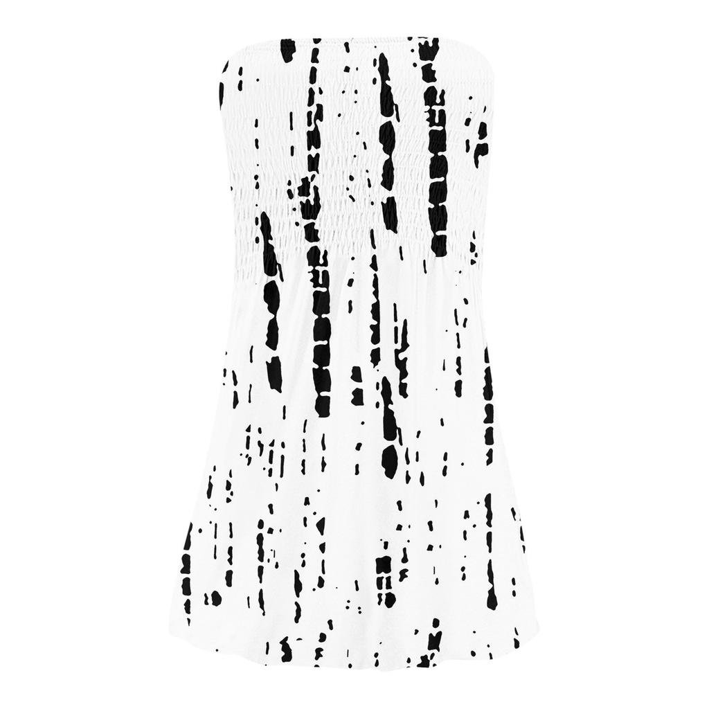 Modisches Damen-Freizeitkleid mit Bandeau-Ausschnitt und Blumendruck, ärmellos