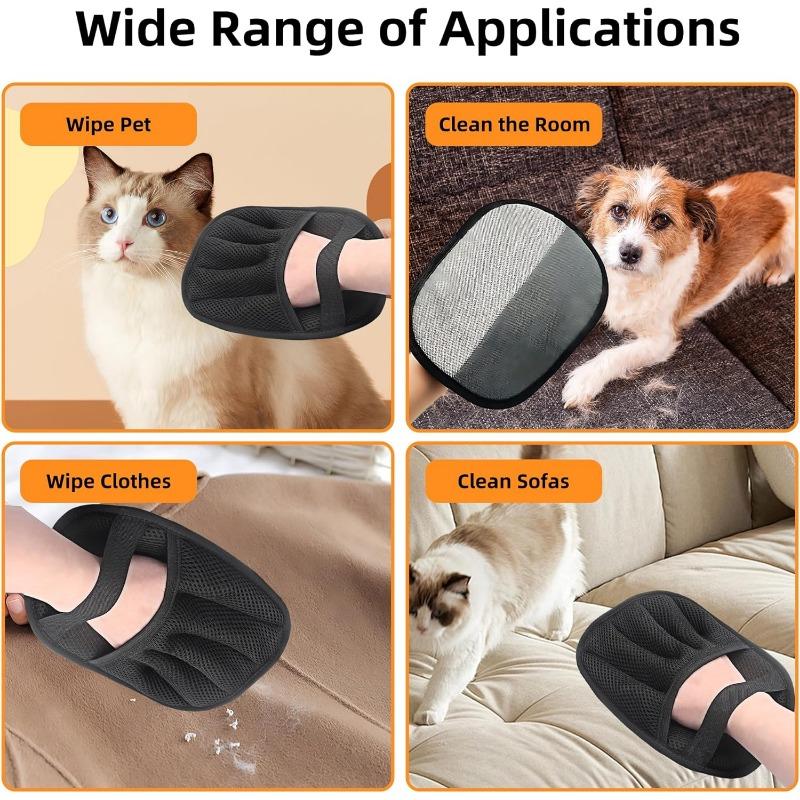 Pet Hair Remover Glove, Fur Magnetic Glove, Reusable Glove Pet Hair Removal Antistatic for Sofas Clothes Cleaning Removal (Pack of 2)