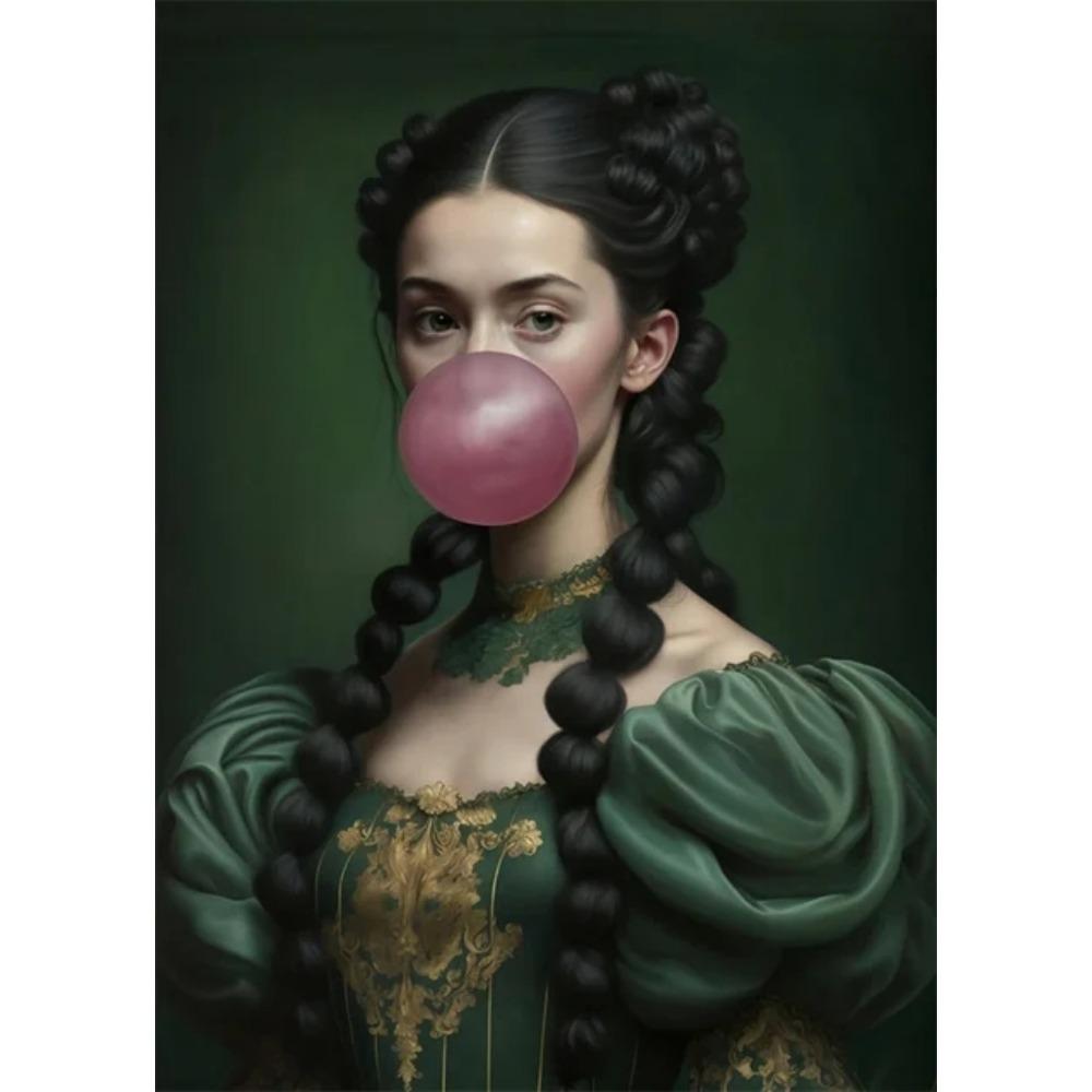 Funny Altered Art Victorian Woman Portrait Poster Prints For Living Room Home Decor Vintage Nobel Girl Canvas Painting Wall Art